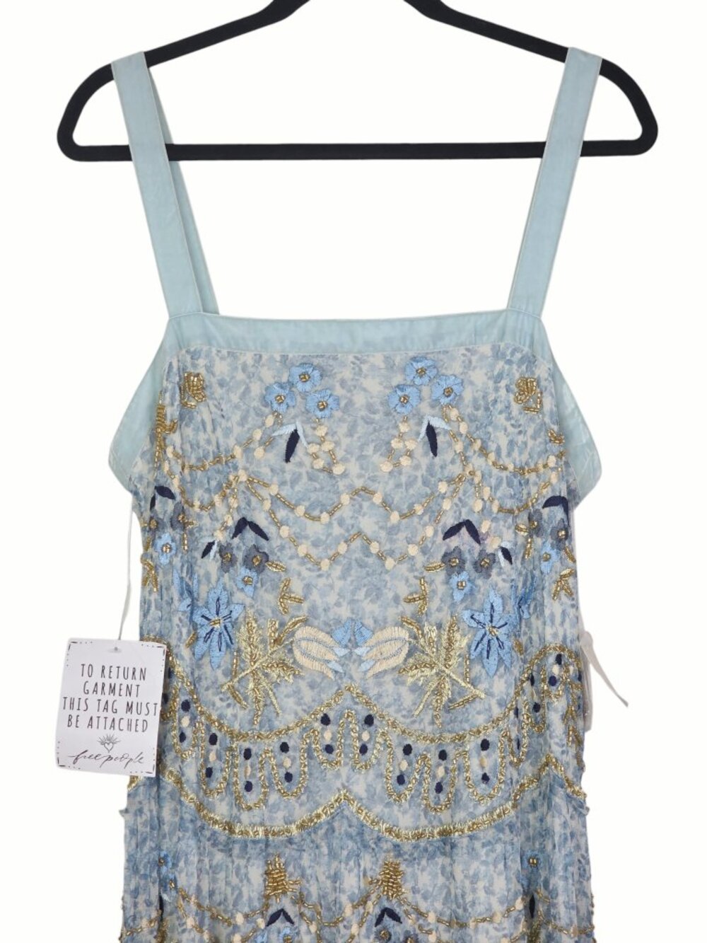 Free People Goldie Dress Porcelain Embroidered Beaded Floral Maxi NWT Size S - Picture 5 of 14
